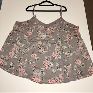 EUC Size 3 Torrid Floral Belted Gray Tank
